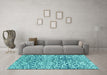 Machine Washable Abstract Turquoise Modern Area Rugs in a Living Room,, wshabs3589turq