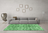 Machine Washable Abstract Emerald Green Modern Rug, wshabs3589emgrn