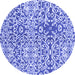 Round Machine Washable Abstract Blue Modern Rug, wshabs3589blu