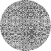 Round Abstract Gray Modern Rug, abs3589gry