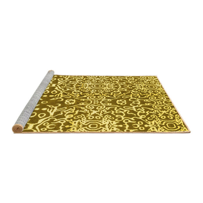 Sideview of Machine Washable Abstract Yellow Modern Rug, wshabs3589yw