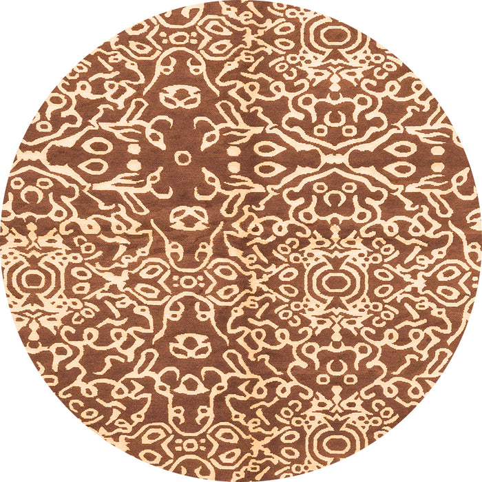 Round Abstract Orange Modern Rug, abs3589org