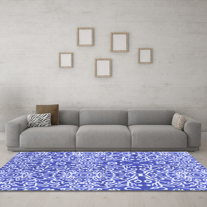 Machine Washable Abstract Blue Modern Rug in a Living Room, wshabs3589blu