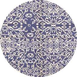 Round Machine Washable Abstract Deep Periwinkle Purple Rug, wshabs3589