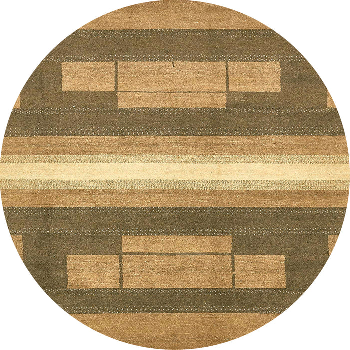 Round Abstract Yellow Modern Rug, abs358