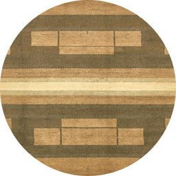 Round Machine Washable Abstract Yellow Rug, wshabs358