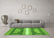 Machine Washable Abstract Green Modern Area Rugs in a Living Room,, wshabs358grn