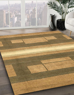 Abstract Yellow Modern Rug in Family Room, abs358