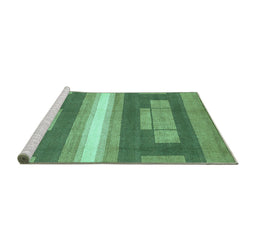Sideview of Machine Washable Abstract Turquoise Modern Area Rugs, wshabs358turq