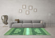 Machine Washable Abstract Turquoise Modern Area Rugs in a Living Room,, wshabs358turq