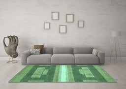 Machine Washable Abstract Turquoise Modern Area Rugs in a Living Room,, wshabs358turq