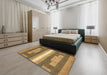 Abstract Yellow Modern Rug in a Bedroom, abs358