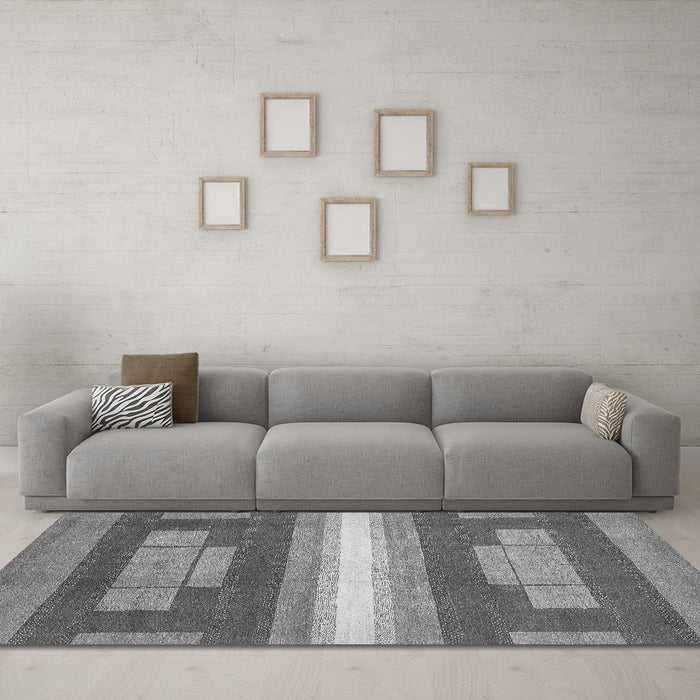 Machine Washable Abstract Gray Modern Rug in a Living Room,, wshabs358gry