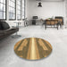 Round Machine Washable Abstract Yellow Rug in a Office, wshabs358