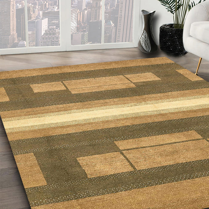 Abstract Yellow Modern Rug in Family Room, abs358