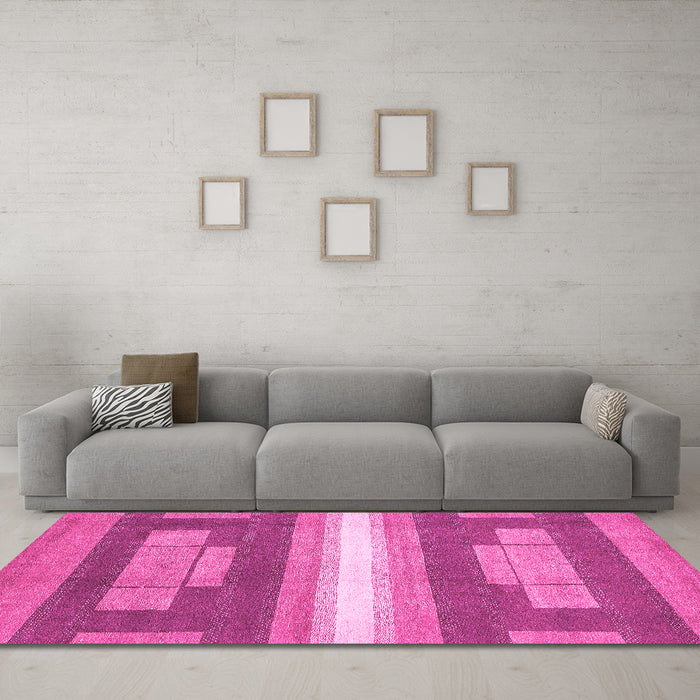 Machine Washable Abstract Pink Modern Rug in a Living Room, wshabs358pnk