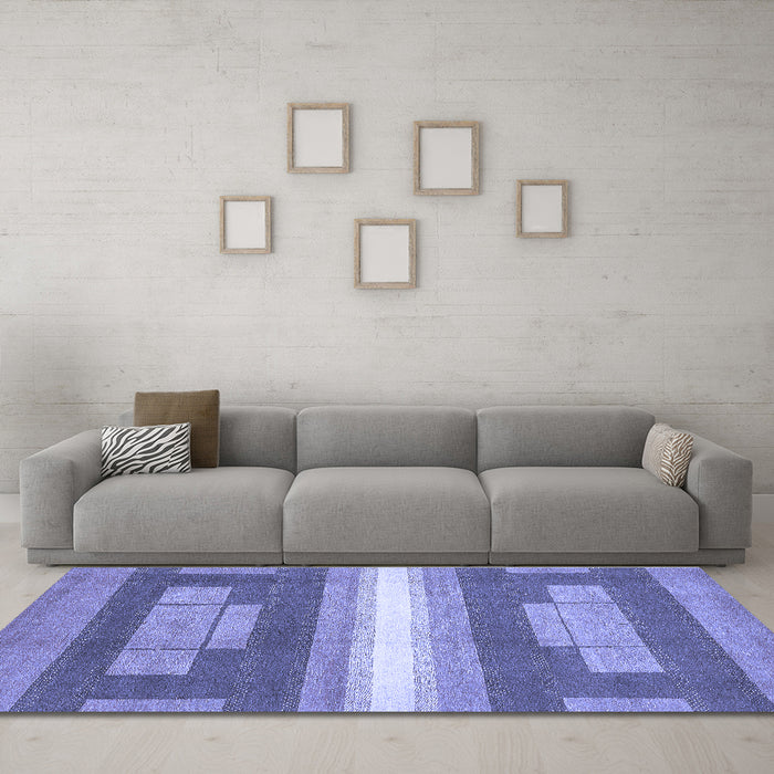 Machine Washable Abstract Blue Modern Rug in a Living Room, wshabs358blu