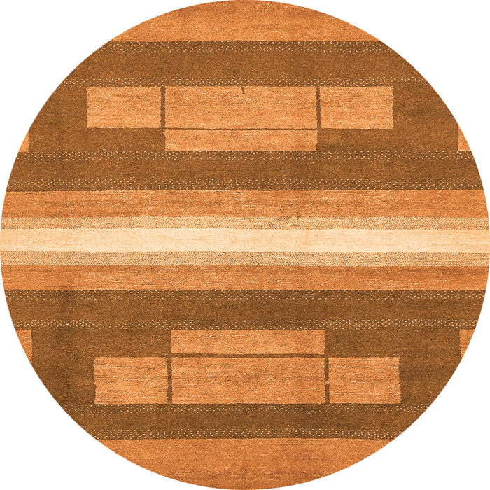 Round Machine Washable Abstract Orange Modern Area Rugs, wshabs358org