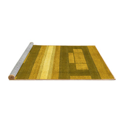 Sideview of Machine Washable Abstract Yellow Modern Rug, wshabs358yw