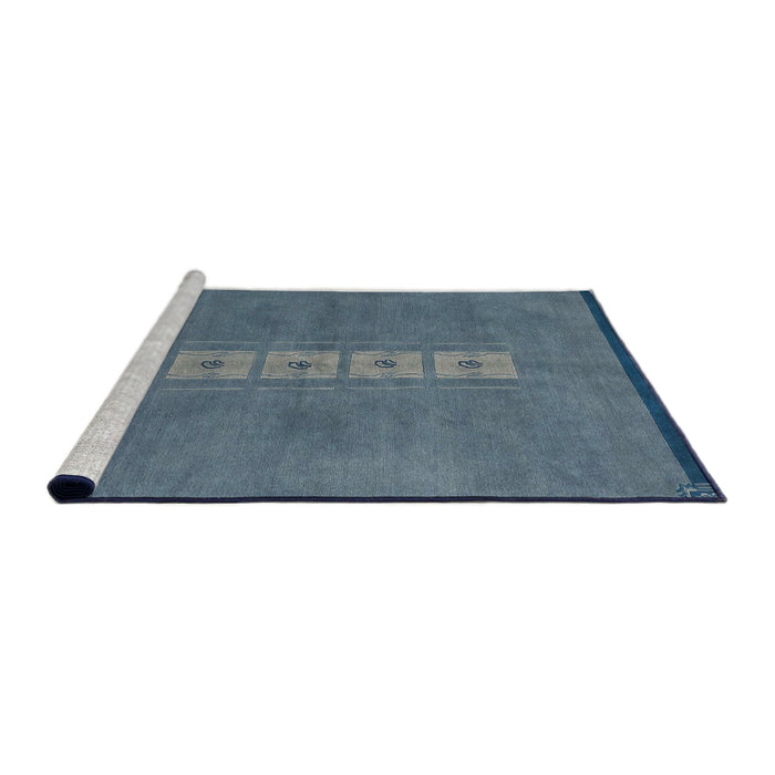 Sideview of Machine Washable Abstract Cadet Blue Green Rug, wshabs3590