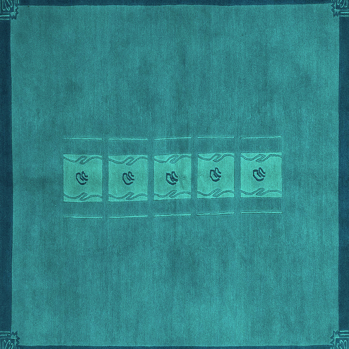 Square Abstract Turquoise Modern Rug, abs3590turq