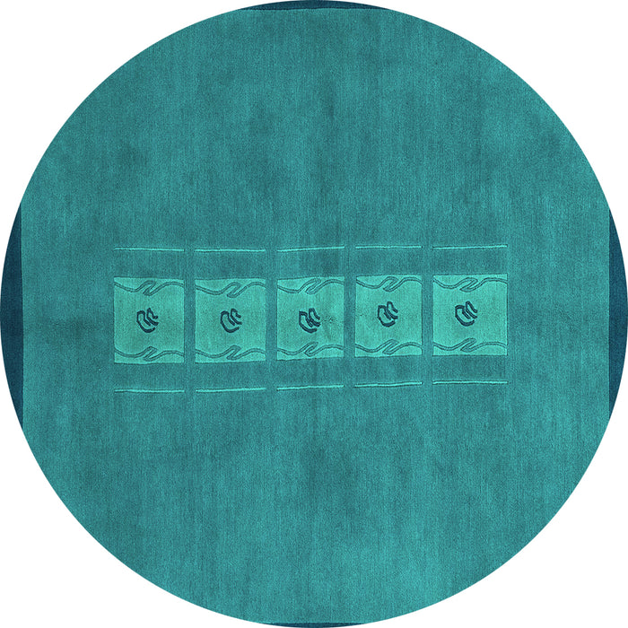 Round Abstract Turquoise Modern Rug, abs3590turq