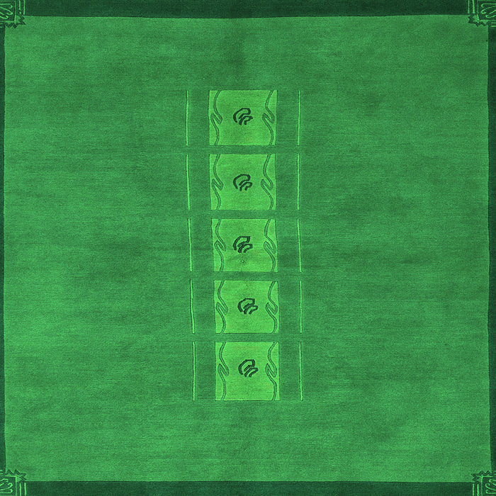 Square Machine Washable Abstract Green Modern Area Rugs, wshabs3590grn