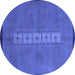 Round Abstract Blue Modern Rug, abs3590blu