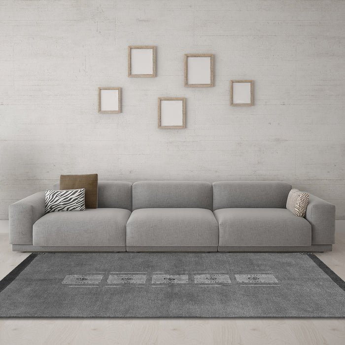Machine Washable Abstract Gray Modern Rug in a Living Room,, wshabs3590gry