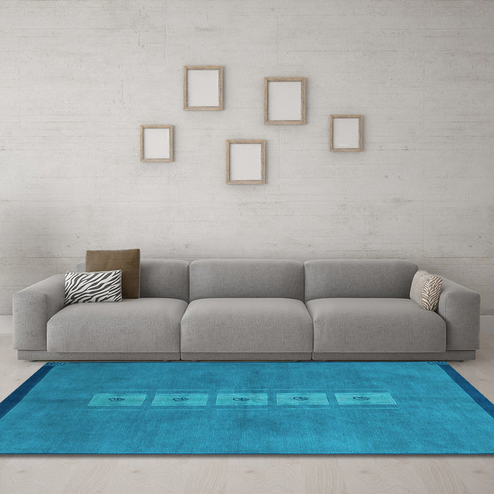 Machine Washable Abstract Light Blue Modern Rug in a Living Room, wshabs3590lblu