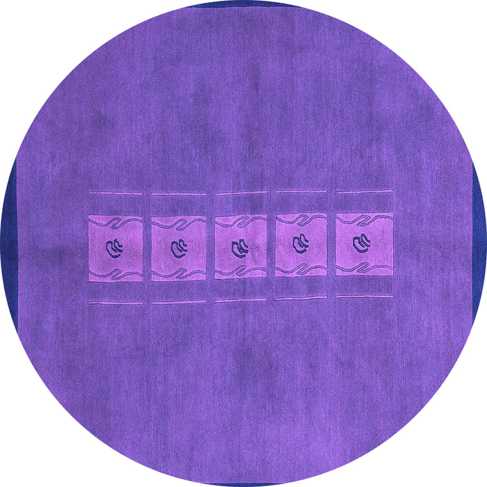 Round Machine Washable Abstract Purple Modern Area Rugs, wshabs3590pur