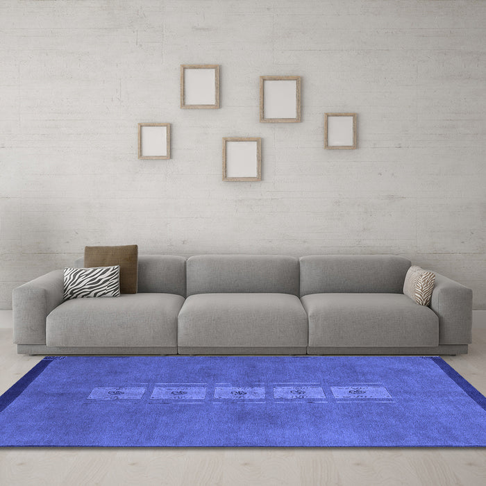 Machine Washable Abstract Blue Modern Rug in a Living Room, wshabs3590blu