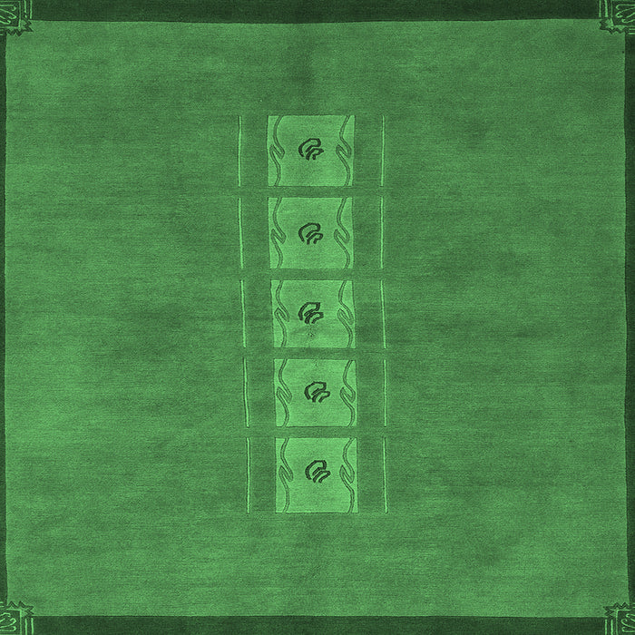 Square Abstract Emerald Green Modern Rug, abs3590emgrn