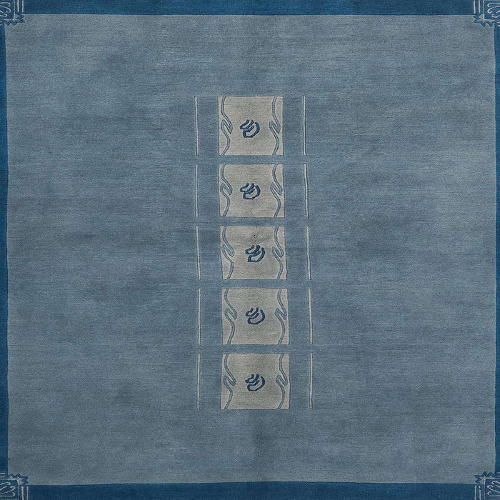 Square Machine Washable Abstract Cadet Blue Green Rug, wshabs3590