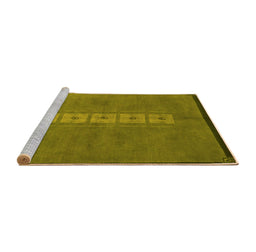 Sideview of Machine Washable Abstract Yellow Modern Rug, wshabs3590yw