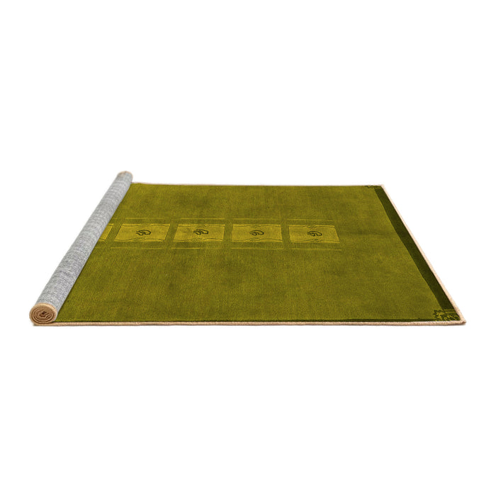 Sideview of Machine Washable Abstract Yellow Modern Rug, wshabs3590yw