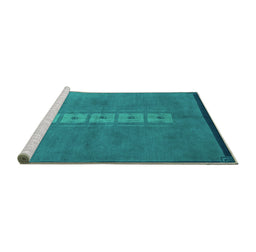 Sideview of Machine Washable Abstract Turquoise Modern Area Rugs, wshabs3590turq