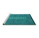 Sideview of Machine Washable Abstract Turquoise Modern Area Rugs, wshabs3590turq