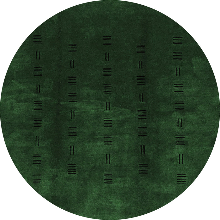 Round Machine Washable Abstract Emerald Green Modern Area Rugs, wshabs3591emgrn
