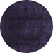 Round Machine Washable Abstract Blue Modern Rug, wshabs3591blu