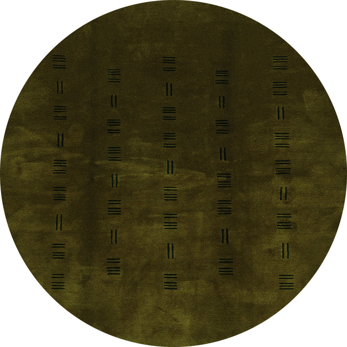 Round Machine Washable Abstract Green Modern Area Rugs, wshabs3591grn