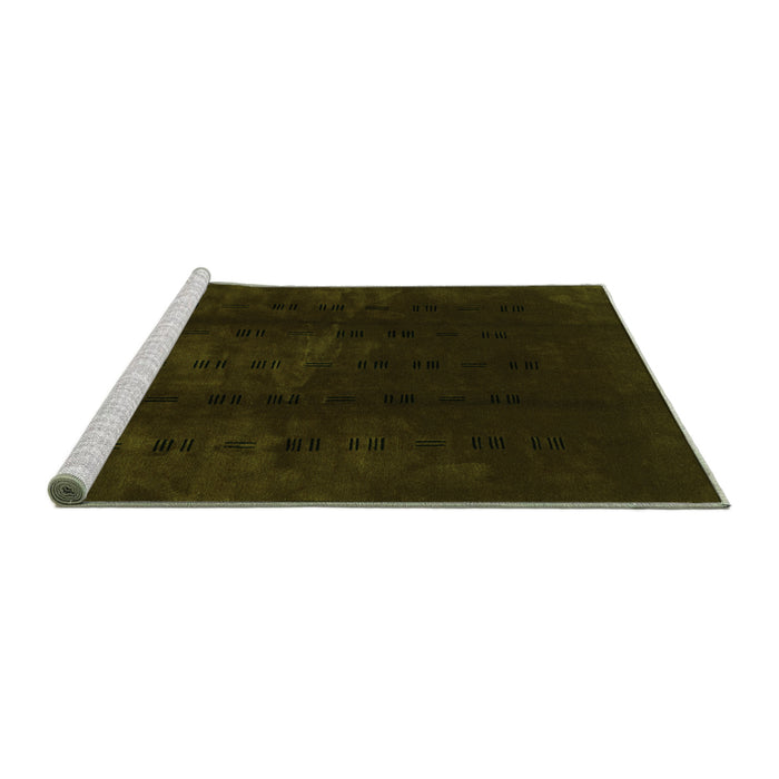 Sideview of Machine Washable Abstract Green Modern Area Rugs, wshabs3591grn
