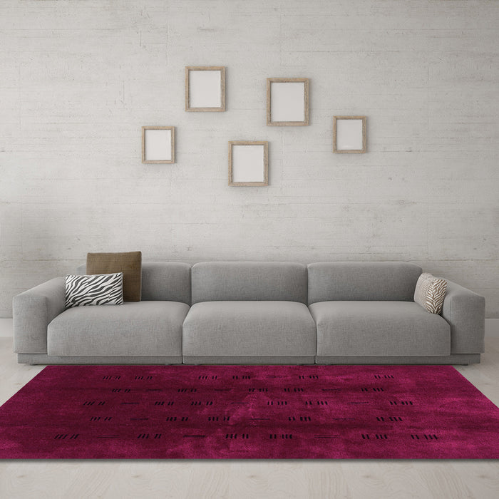 Machine Washable Abstract Pink Modern Rug in a Living Room, wshabs3591pnk