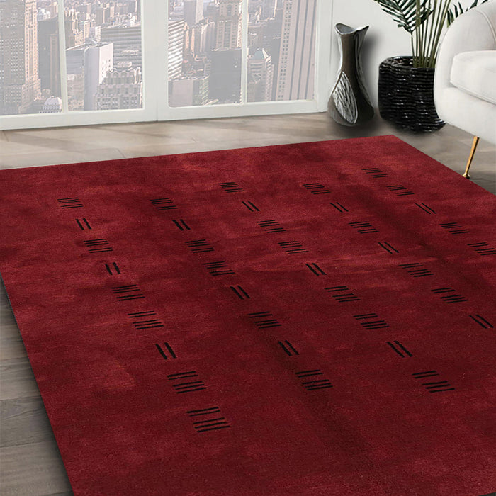 Machine Washable Abstract Tomato Red Rug in a Family Room, wshabs3591