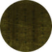 Round Abstract Green Modern Rug, abs3591grn