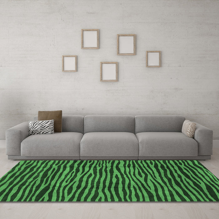 Machine Washable Abstract Emerald Green Modern Area Rugs in a Living Room,, wshabs3592emgrn