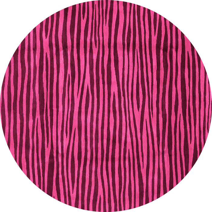 Round Machine Washable Abstract Pink Modern Rug, wshabs3592pnk