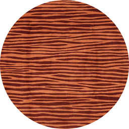 Round Machine Washable Abstract Orange Red Rug, wshabs3592