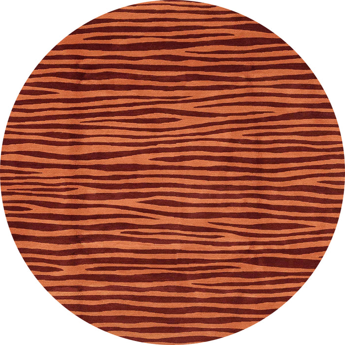 Round Machine Washable Abstract Orange Red Rug, wshabs3592