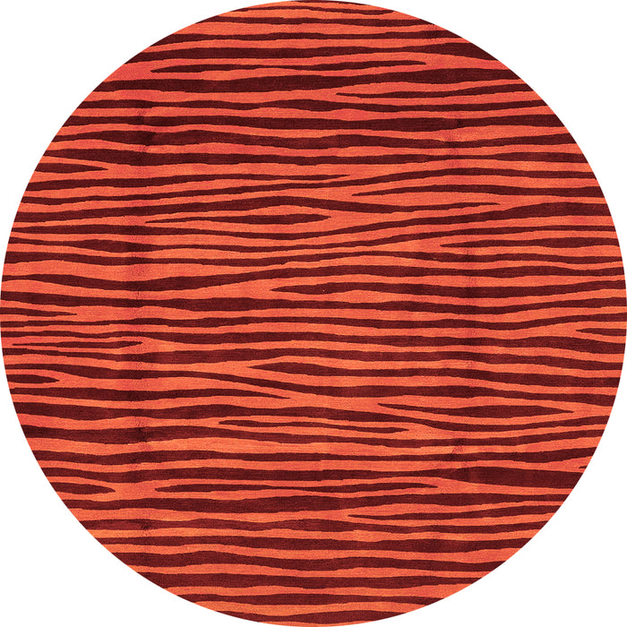 Round Machine Washable Abstract Orange Modern Area Rugs, wshabs3592org